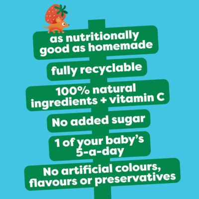 Apple & Strawberry Baby Food Fruit Puree Pouch 6+ Months 100g thumbnail 3
