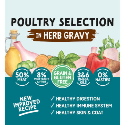 Natural Dog Food Poultry Selection in Herb Gravy Adult Dog 1-7 Years 6 x 390g thumbnail 3