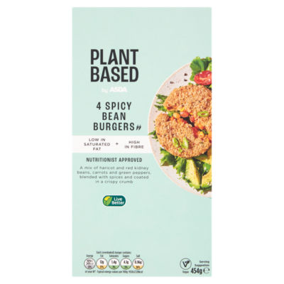 Plant Based 4 Spicy Bean Burgers 454g thumbnail 2