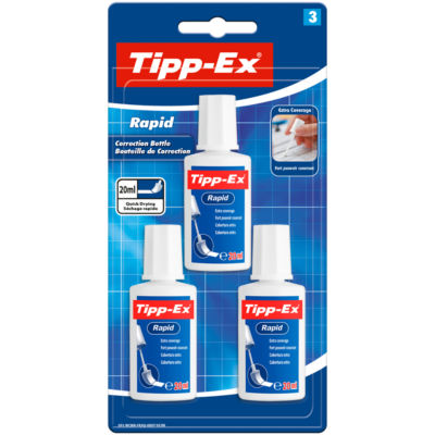 Rapid Correction Fluid, Quick-Dry Liquid, Pack of 3