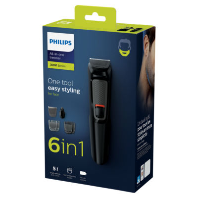 3000 Multigroom 6-in-1 Hair & Beard Trimmer- Shaver and Clipper for Face & Head, Self-sharpening Skin-friendly Blades, 5 Length Settings, Model MG3915/15 thumbnail 2