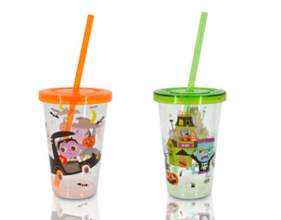 Kids Character Terrifying Tumbler With Straw (Colour Varies: Green or Orange)