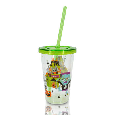 Kids Character Terrifying Tumbler With Straw (Colour Varies: Green or Orange) thumbnail 4