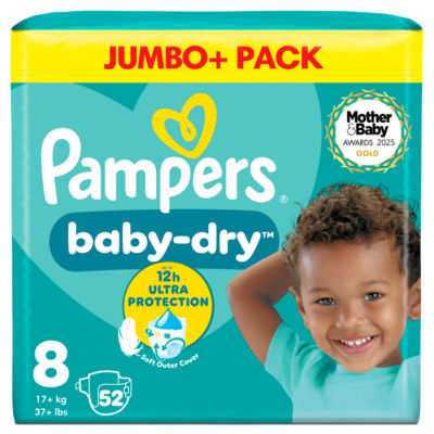 Baby-Dry Size 8, 52 Nappies, 17kg+, Jumbo+ Pack thumbnail 2