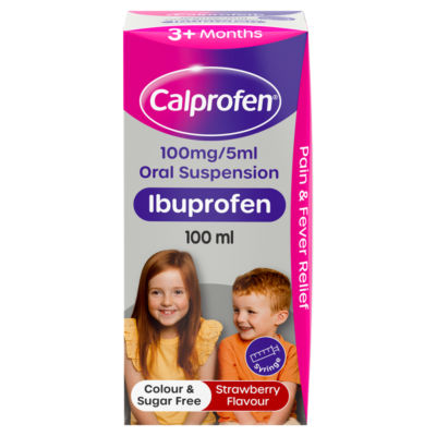 Calprofen Strawberry Ibuprofen Liquid, 3+mths