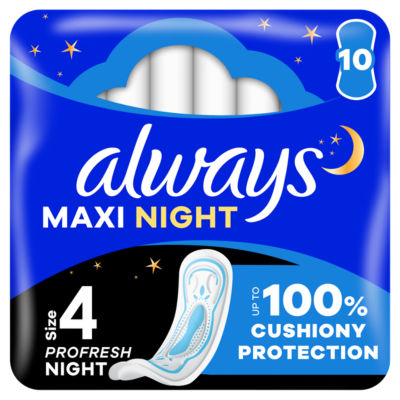 Maxi Profresh Night Sanitary Towels (Size 4) 10 Pads