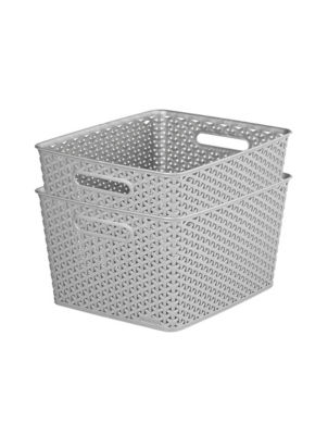 Large 18L My Style Large Rectangular Grey Storage Basket thumbnail 3