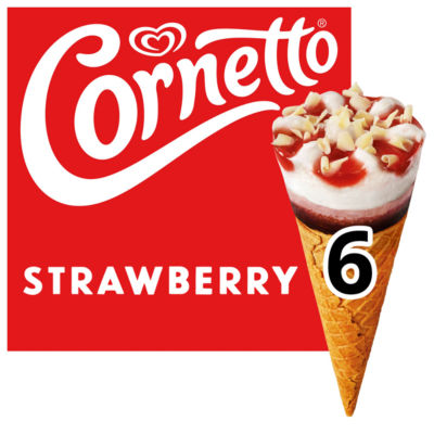 Strawberry Ice Cream Cones 6 x 90ml