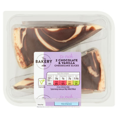 The Bakery at  2 Chocolate & Vanilla Cheesecake Slices 2 x 95g (190g)