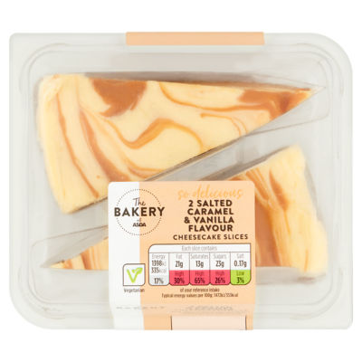 The Bakery at  2 Salted Caramel & Vanilla Flavour Cheesecake Slices 2 x 95g (190g)