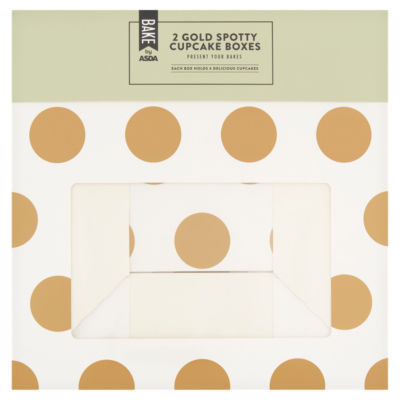 BAKE by  2 Gold Spotty Cupcake Boxes