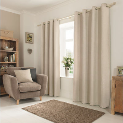 Natural Textured Weave Lined Curtains thumbnail 2