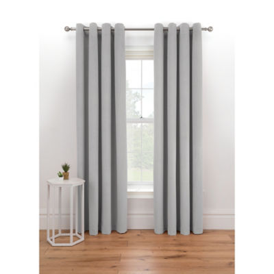 Grey Matt Velvet Lined Eyelet Curtains thumbnail 2