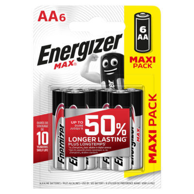 Max AA Batteries, Alkaline, 6 Pack
