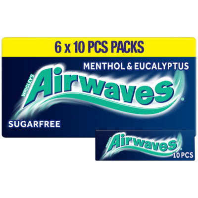 Airwaves Menthol & Eucalyptus Chewing Gum Sugar Free Multipack 6 x 10 Pieces thumbnail 2