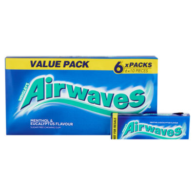 Airwaves Menthol & Eucalyptus Chewing Gum Sugar Free Multipack 6 x 10 Pieces thumbnail 4
