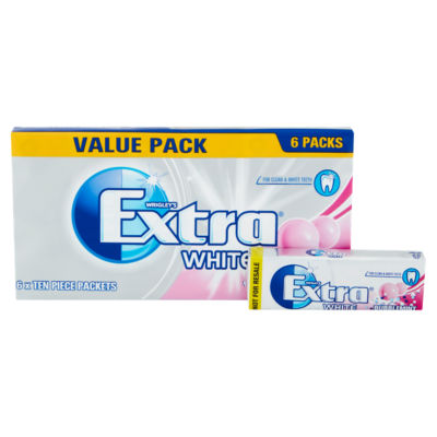 White Bubblemint Chewing Gum Sugar Free Multipack 6 x 10 Pieces thumbnail 3