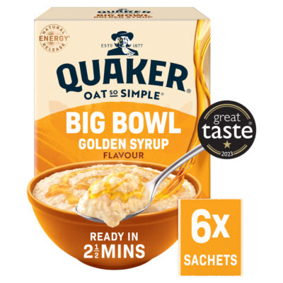 Oat So Simple Big Bowl Golden Syrup Porridge Sachets 6x49.6g thumbnail 2