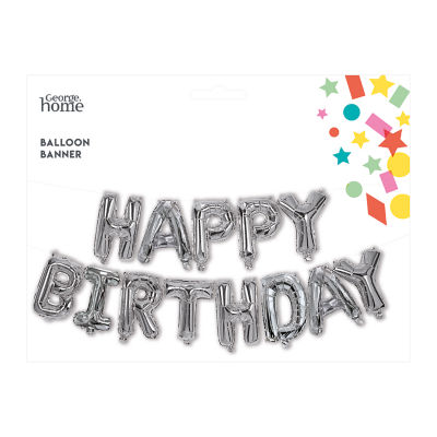 Silver Happy Birthday Balloon Banner