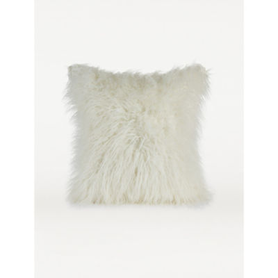 White Mongolian Faux Fur Large Cushion thumbnail 2