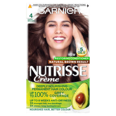 Nutrisse Ultra Crème Dye, Vegan, 4 Dark Brown, deep, lustrous hair color, 8 weeks of shine.