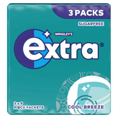 Wrigley's Extra Cool Breeze Sugar Free Chewing Gum Sugar Free 3 x 9 Pieces