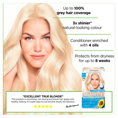 Nutrisse Ultra Bleach Dye, Vegan, D3+ Cool Blonde, brilliant, icy blonde hair color. thumbnail 4