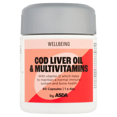 Wellbeing by ASDA Cod Liver Oil & Multivitamins 1 a Day 60 Capsules thumbnail 2