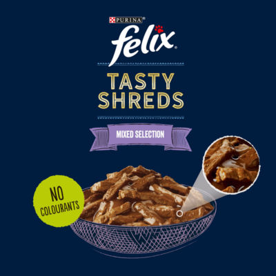 Tasty Shreds Mixed Selection in Gravy Wet Cat Food 40x80g thumbnail 3