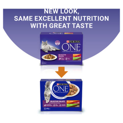 PURINA ONE Selective Palate Mini Filets in Gravy (Chicken, Beef, Turkey & Duck) Wet Cat Food 8x85g thumbnail 3