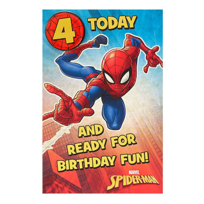 Age 4 Spider-Man Birthday Card