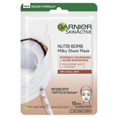 Nutri Bomb Milky Face Sheet Mask, Coconut and Hyaluronic Acid, Cruelty-Free & Vegan, 28g thumbnail 2