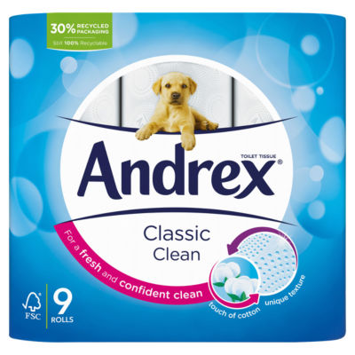 Andrex Classic Clean Toilet Tissue 9 Rolls