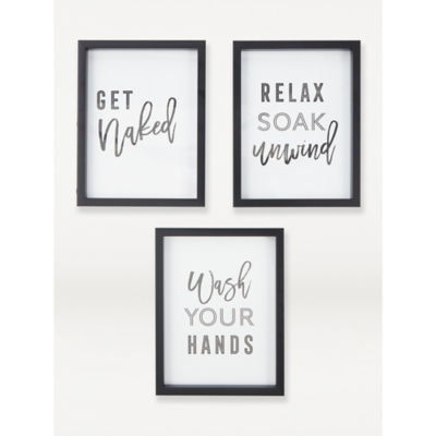 Black Bathroom Slogan Framed Print 3-Pack