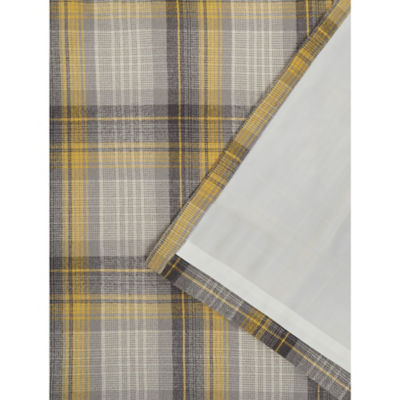 Grey And Yellow Woven Check Print Eyelet Curtains thumbnail 4