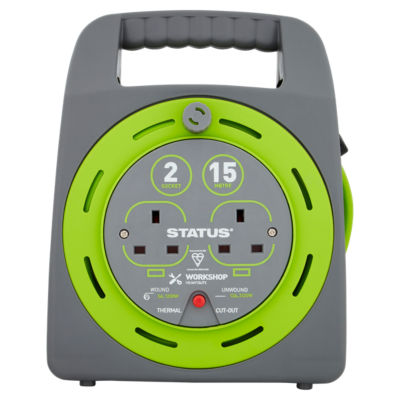 2 Socket 15 Metre "Handbag" Extension Reel 13 Amp thumbnail 2
