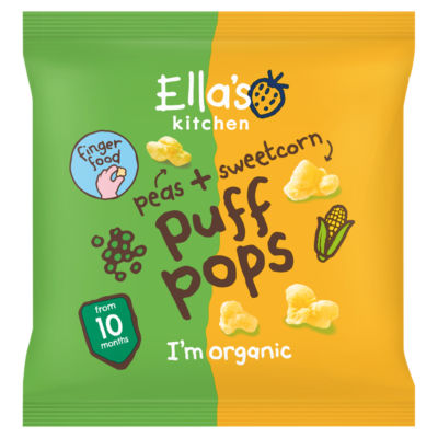 Ella's Kitchen Peas and Sweetcorn Puff Pops Multipack Baby Snack 10+ Months