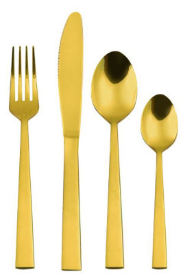 Gold-Effect Stainless Steel Cutlery Set 16 Piece thumbnail 2