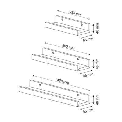 Grey Floating Picture Shelf - Set of 3 thumbnail 4