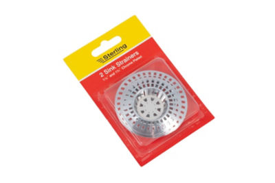A twin pack of 2 chrome plated sink strainers (1 1/2 & 1 3/4")
