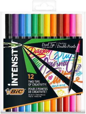 BIC Intensity Dual Tip Felt Pens, Pack of 12