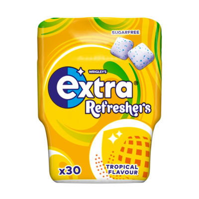 Refreshers Tropical Flavour Sugarfree Chewing Gum Bottle 30 Pieces thumbnail 2