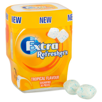 Refreshers Tropical Flavour Sugarfree Chewing Gum Bottle 30 Pieces thumbnail 4