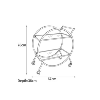 Gold Metal Trim Drinks Trolley thumbnail 5