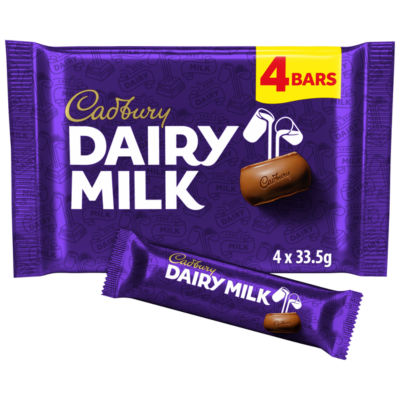 Dairy Milk Chocolate Bar 4 Pack Multipack 134g (4 x 33.5g) thumbnail 2