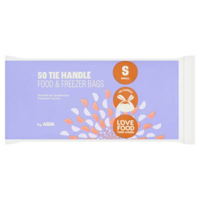 50 Tie Handle Food & Freezer Bags Small