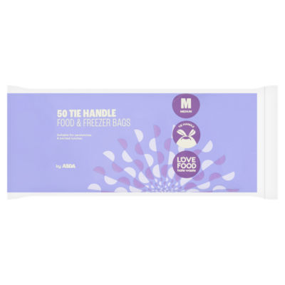50 Tie Handle Food & Freezer Bags Medium