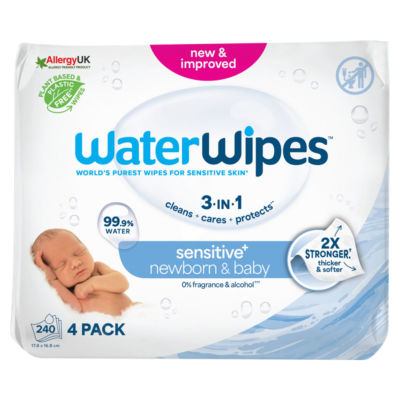 Sensitive+ Newborn & Baby Wipes, 3-In-1 Cleans, Cares, Protects, 99.9% Water, Unscented, 240 Count thumbnail 2