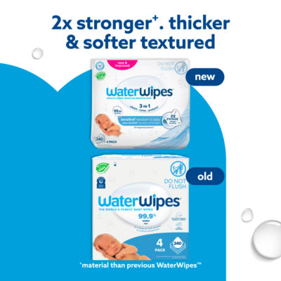 Sensitive+ Newborn & Baby Wipes, 3-In-1 Cleans, Cares, Protects, 99.9% Water, Unscented, 240 Count thumbnail 3