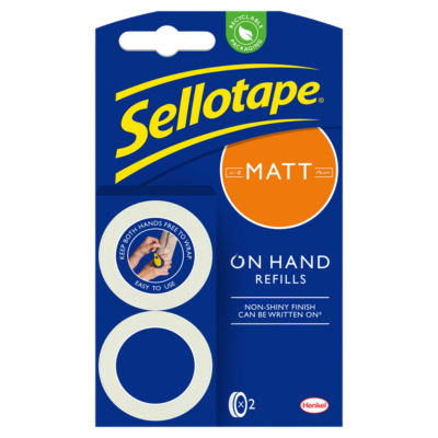 Invisible Matt On-Hand Tape Dispenser Refill Rolls 2x 18mm x 15m